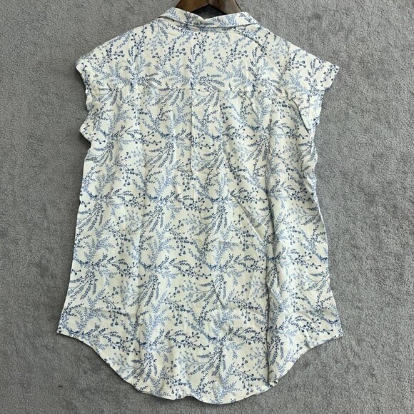 NEW Jachs Girlfriend Women's XS Blue & White Button-Up Sleeveless Blouse - Picture 2 of 8